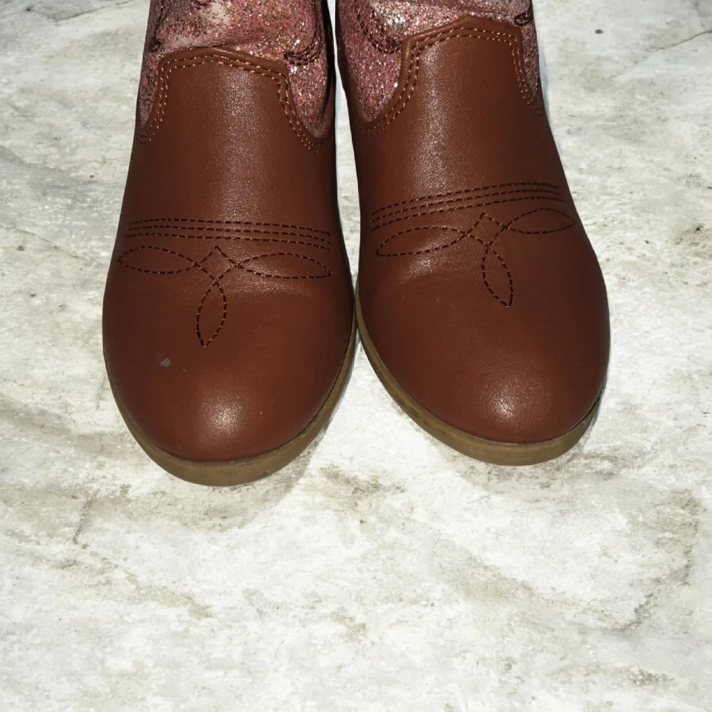Dream Pairs ✨ Adorable Girls’ Brown Boots with Pink Sparkly Glitter ✨